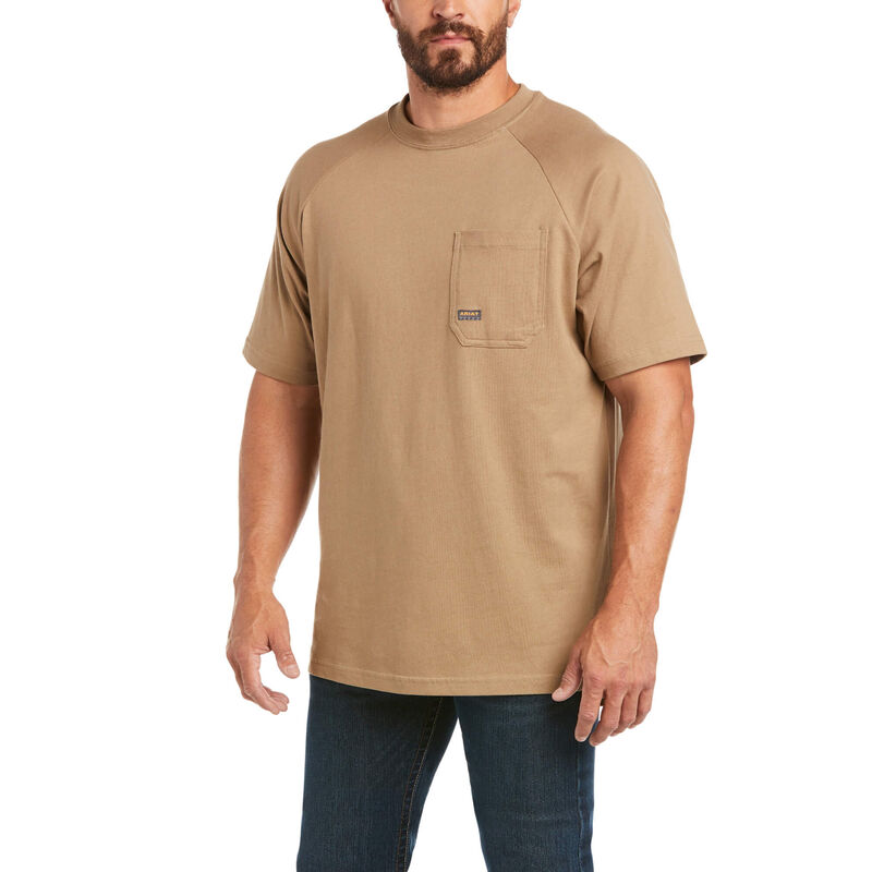 Ariat Rebar Cotton Strong - Miesten Khaki T-Paidat ( WJSQPR-895 )